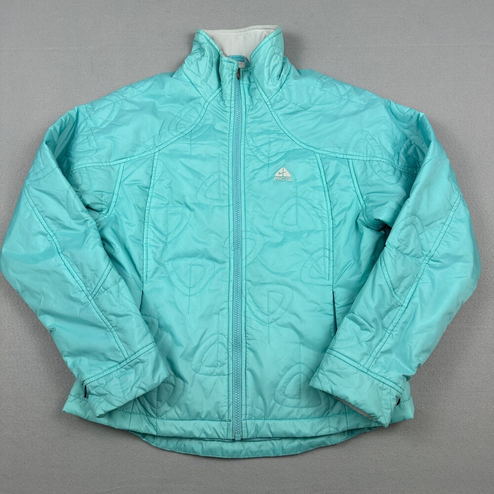 Vintage Nike Jacket Women M Turquoise ACG Thermal Layer 2 Quilted Puffer Zip